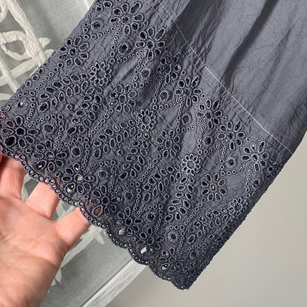 Johnny Was gray tie front shirt kimono embroidered top size medium - Picture 5 of 9